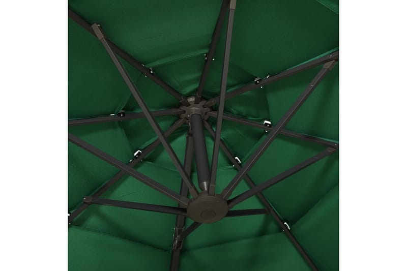 Parasoll med aluminiumsstang 4 nivåer 3x3 m grønn - Grønn - Parasoller