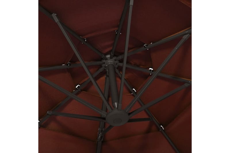 Parasoll med aluminiumsstang 4 nivåer 3x3 m terrakotta - Parasoller