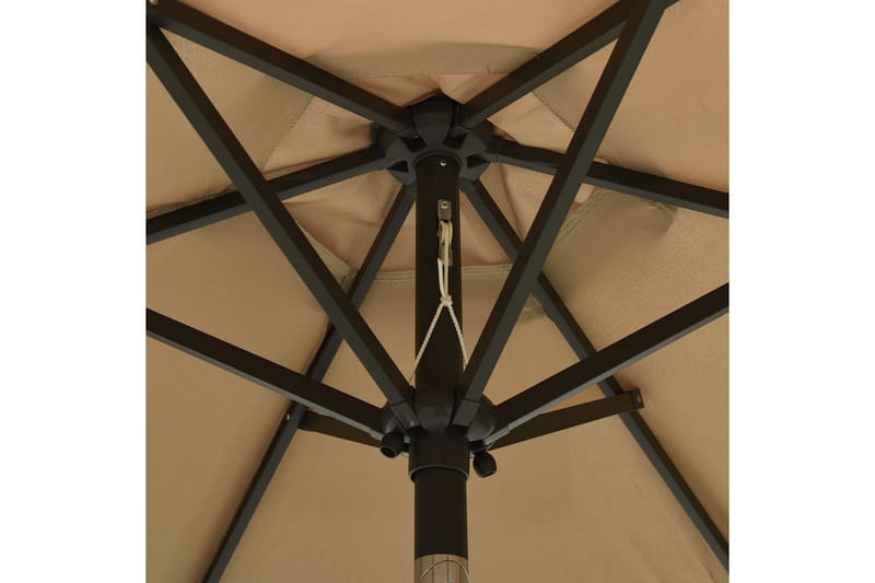 Parasoll med LED-lys gråbrun 200x211 cm aluminium - Taupe - Parasoller