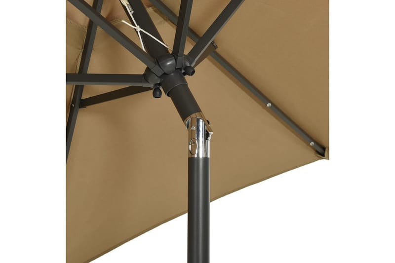 Parasoll med LED-lys gråbrun 200x211 cm aluminium - Taupe - Parasoller