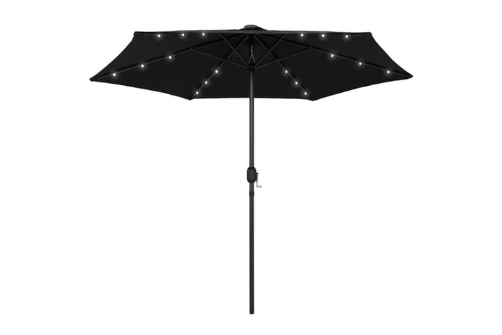 Parasoll med LED-lys og aluminiumsstang 270 cm svart - Parasoller