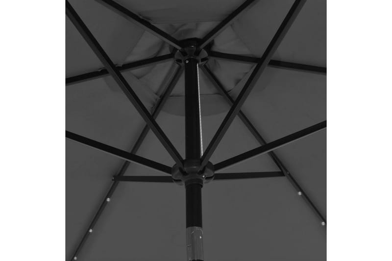 Parasoll med LED-lys og stålstang 300 cm antrasitt - Grå|Svart - Parasoller