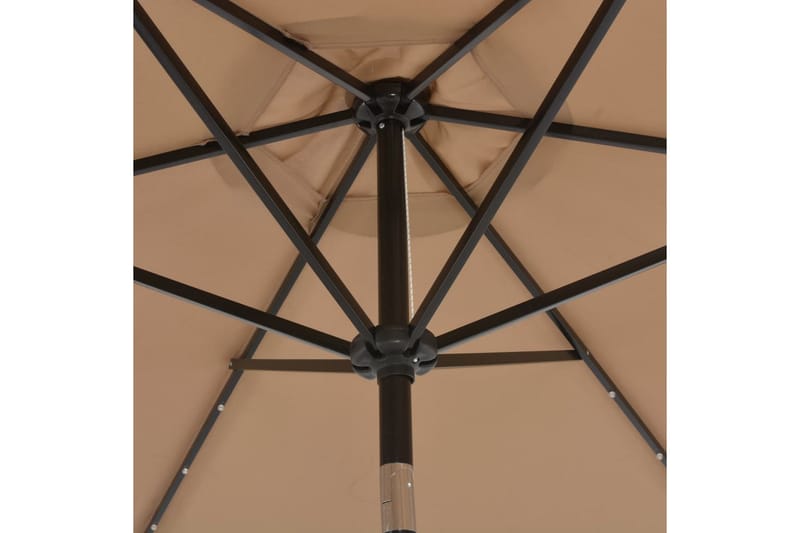 Parasoll med LED-lys og stålstang 300 cm gråbrun - Beige|Svart - Parasoller