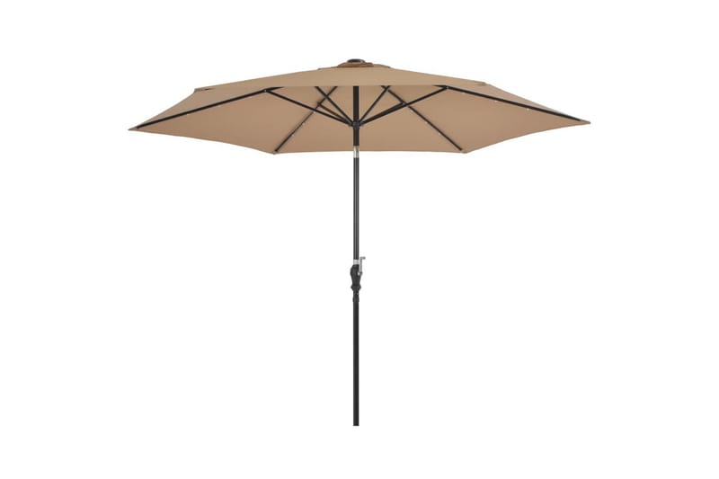 Parasoll med LED-lys og stålstang 300 cm gråbrun - Beige|Svart - Parasoller