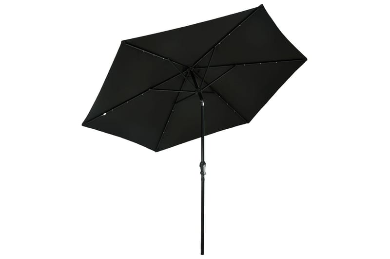 Parasoll med LED-lys og stålstang 300 cm svart - Parasoller