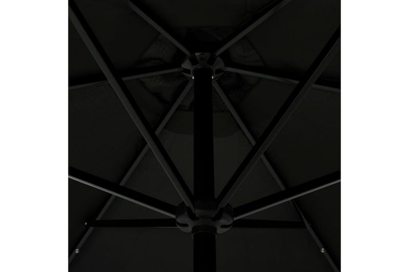 Parasoll med LED-lys og stålstang 300 cm svart - Parasoller