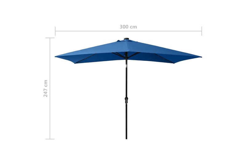 Parasoll med lysdioder og stålstang asurblå 2x3 m - Parasoller