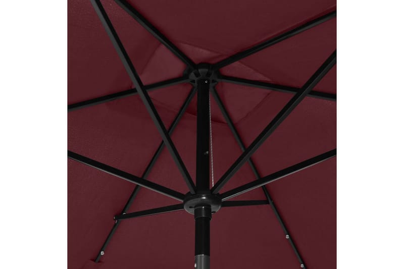 Parasoll med lysdioder og stålstang vinrød 2x3 m - Parasoller