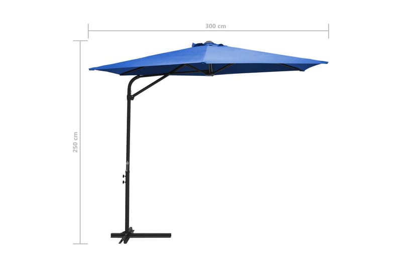 Parasoll med stålstang 300 cm asurblå - Parasoller