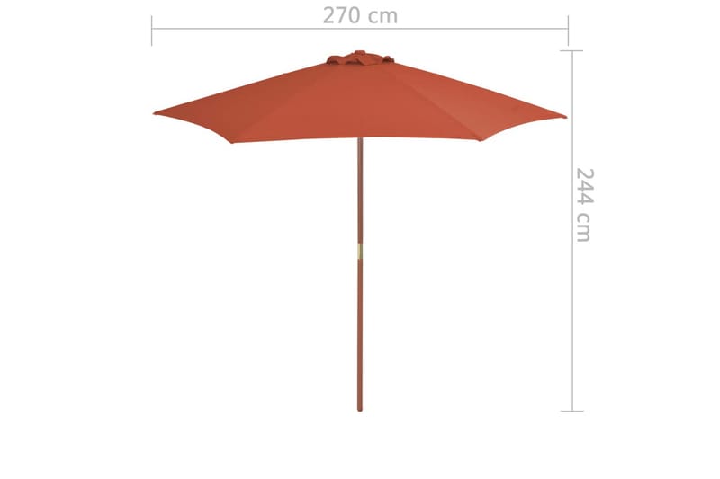 Parasoll med trestang 270 cm terrakotta - Orange - Parasoller