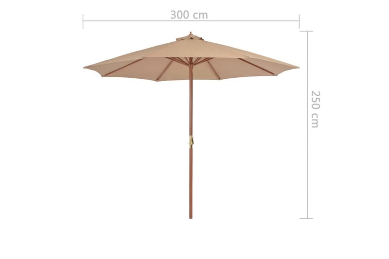 Parasoll med trestang 300 cm gråbrun - Parasoller