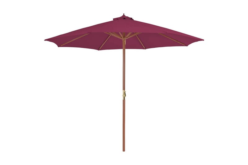 Parasoll med trestang 300 cm vinrød - Parasoller