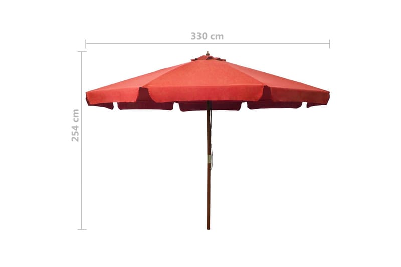 Parasoll med trestang 330 cm terrakotta - Parasoller