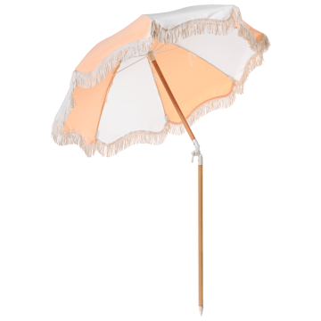 Parasoll utendørs 155 cm Mondello - hvit/oransje - Hagemøbler & utemiljø - Solbeskyttelse - Parasoller - Strandparasoll