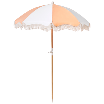 Parasoll utendørs 155 cm Mondello - hvit/oransje - Hagemøbler & utemiljø - Solbeskyttelse - Parasoller - Strandparasoll