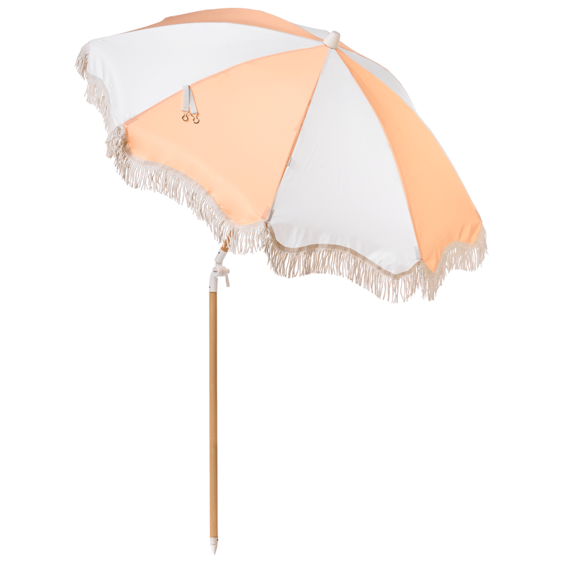 Parasoll utendørs 155 cm Mondello - hvit/oransje - Hagemøbler & utemiljø - Solbeskyttelse - Parasoller - Strandparasoll