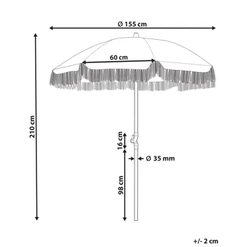 Parasoll utendørs 155 cm Mondello - hvit/svart - Hagemøbler & utemiljø - Solbeskyttelse - Parasoller - Strandparasoll