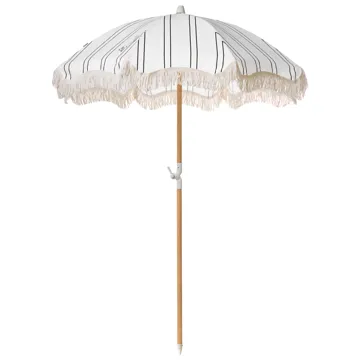 Parasoll utendørs 155 cm Mondello - hvit/svart - Hagemøbler & utemiljø - Solbeskyttelse - Parasoller - Strandparasoll