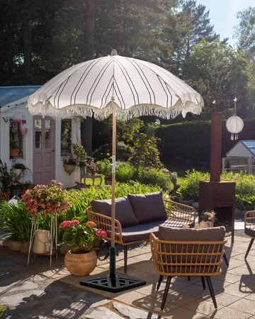 Parasoll utendørs 155 cm Mondello - hvit/svart - Hagemøbler & utemiljø - Solbeskyttelse - Parasoller - Strandparasoll