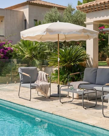Parasoll utendørs 232 cm Sestriere - beige/hvit/brun - Hagemøbler & utemiljø - Solbeskyttelse - Parasoller - Balkongparasoll