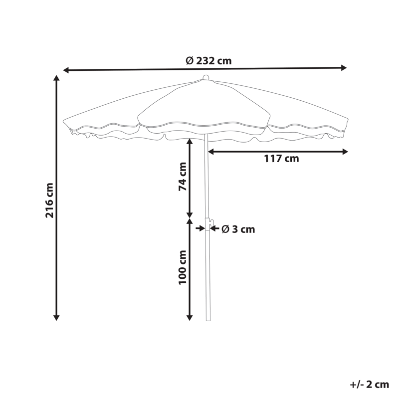 Parasoll utendørs 232 cm Sestriere - blå/hvit/brun - Hagemøbler & utemiljø - Solbeskyttelse - Parasoller - Balkongparasoll