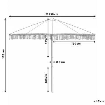 Parasoll utendørs 258 cm Murasa - hvit/brun - Hagemøbler & utemiljø - Solbeskyttelse - Parasoller - Balkongparasoll