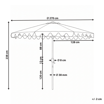 Parasoll utendørs 270 cm Isolotto - grå/brun/svart - Hagemøbler & utemiljø - Solbeskyttelse - Parasoller - Balkongparasoll