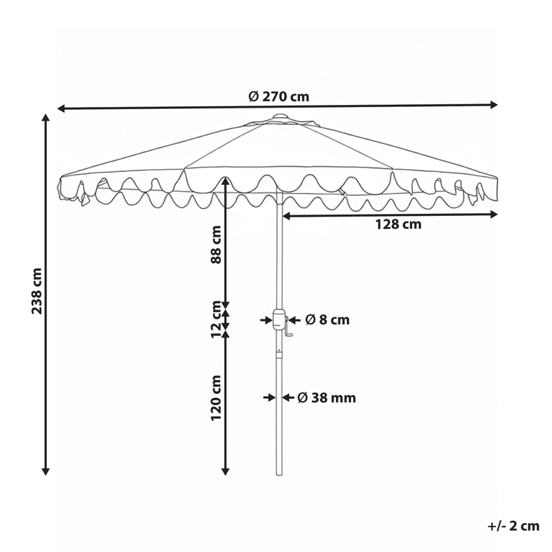 Parasoll utendørs 270 cm Isolotto - grå/brun/svart - Hagemøbler & utemiljø - Solbeskyttelse - Parasoller - Balkongparasoll