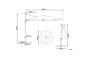 Savona Parasoll 240 cm - Beige - Hagemøbler & utemiljø - Solbeskyttelse - Parasoller - Hengeparasoll