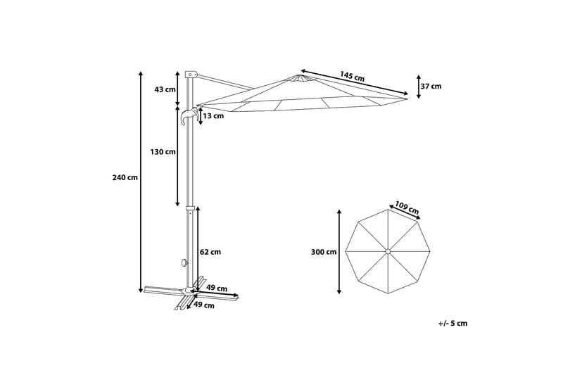 Savona Parasoll 240 cm - Grå - Hagemøbler & utemiljø - Solbeskyttelse - Parasoller