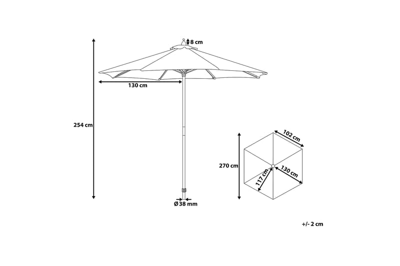 Tuscany Ii Parasoll 254 cm - Rød - Hagemøbler & utemiljø - Solbeskyttelse - Parasoller