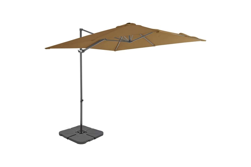 Utendørs parasoll med brbar base gråbrun - Parasoller