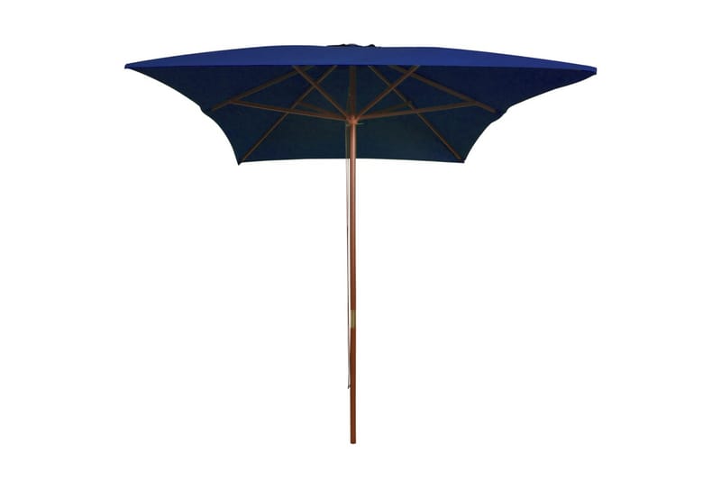 Utendørs parasoll med trestang svart 200x300 cm - Blå - Parasoller