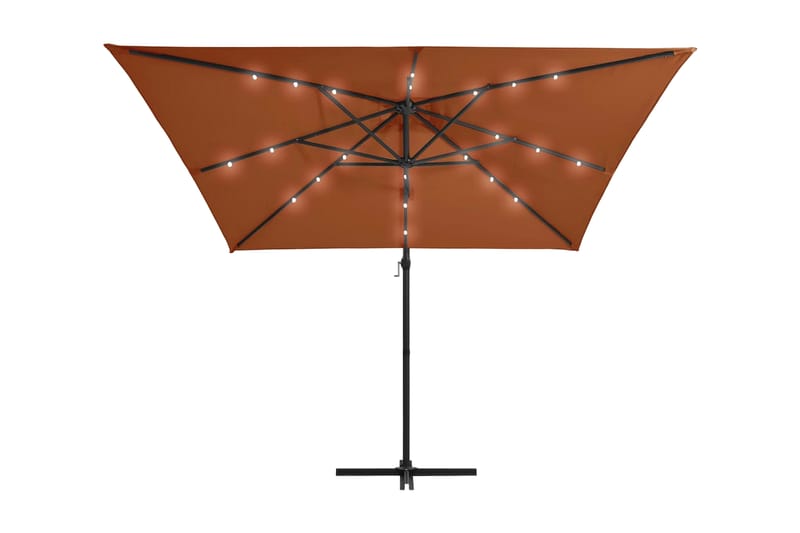 Utendørs parasoll med LED-lys terrakotta 250x250 cm - Rød - Parasoller