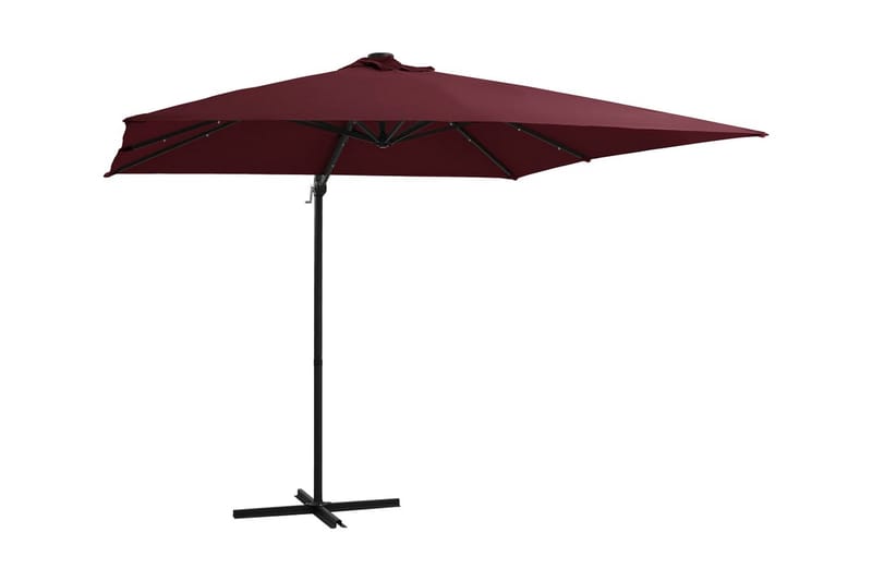 Utendørs parasoll med LED-lys vinrød 250x250 cm - Rød - Parasoller