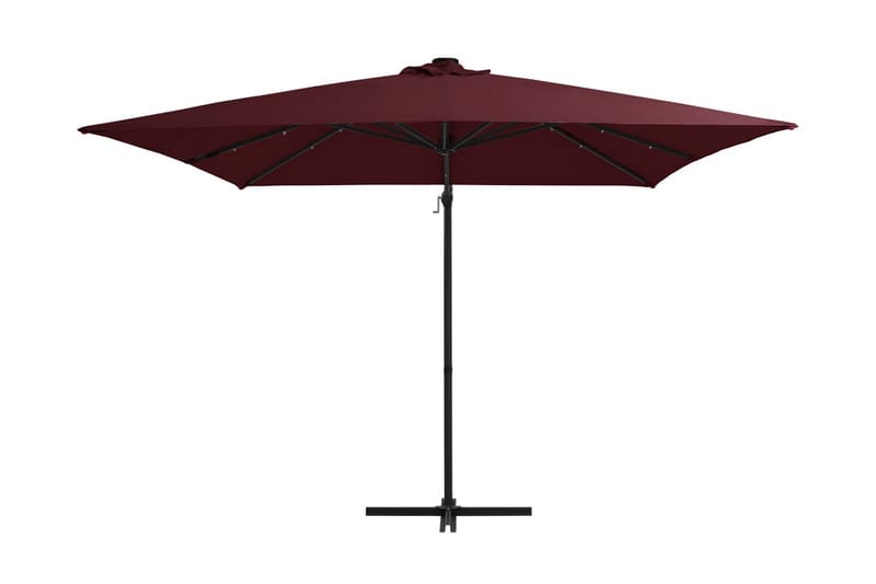 Utendørs parasoll med LED-lys vinrød 250x250 cm - Rød - Parasoller