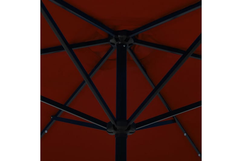 Utendørs parasoll med LED-lys og stålstang 300 cm terrakotta - Brun - Parasoller