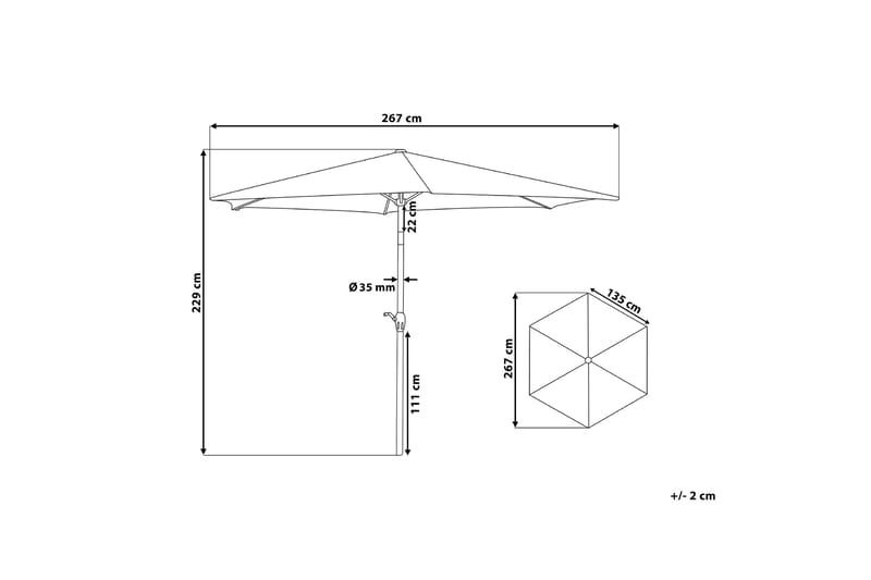 Varese Parasoll 230 cm - Grå - Hagemøbler & utemiljø - Solbeskyttelse - Parasoller