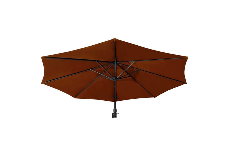 Veggmontert parasoll med metallstang 300 cm terrakotta - Brun - Parasoller
