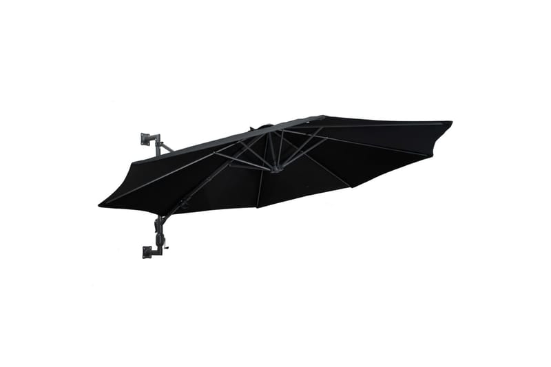 Veggmontert parasoll med metallstang 300 cm svart - Parasoller
