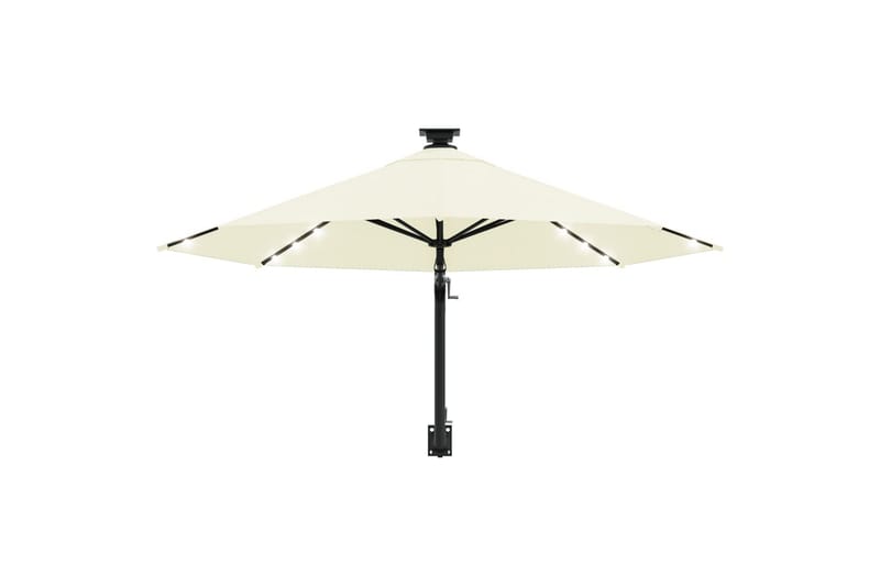 Veggmontert parasoll med LED og metallstolpe 300 cm sand - Krem - Parasoller