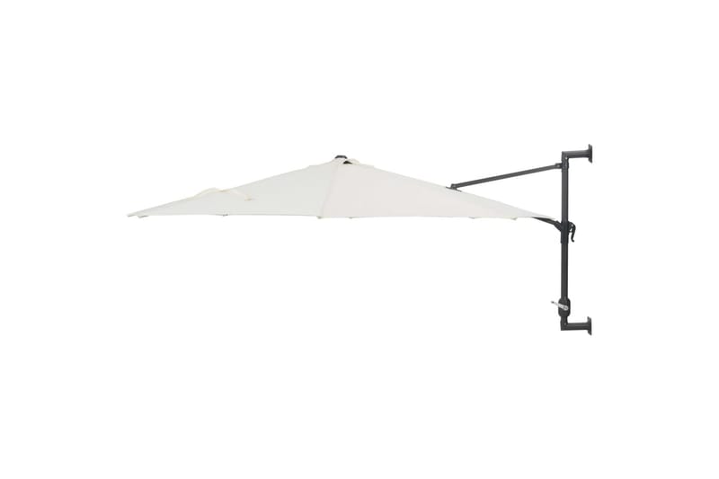 Veggmontert parasoll med stålstang 300 cm sand - Hvit - Parasoller
