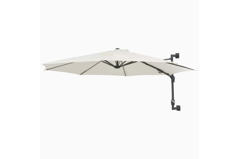 Veggmontert parasoll med stålstang 300 cm sand - Hvit - Parasoller