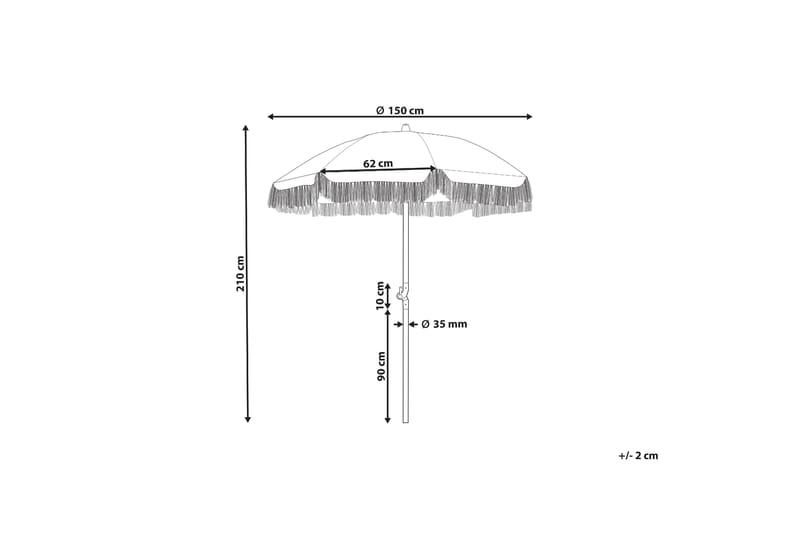 Parasolll Teulon 150 cm - Gul/Hvit/Lys Brun - Hagemøbler & utemiljø - Solbeskyttelse - Parasoller
