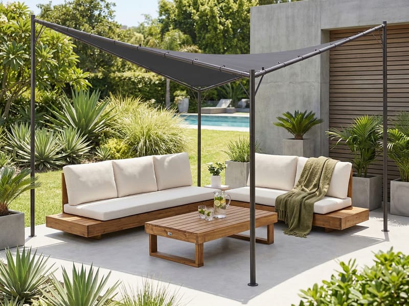 Paviljong Aventine 300 cm Stål - Grå/Svart - Hagemøbler & utemiljø - Solbeskyttelse - Pergola