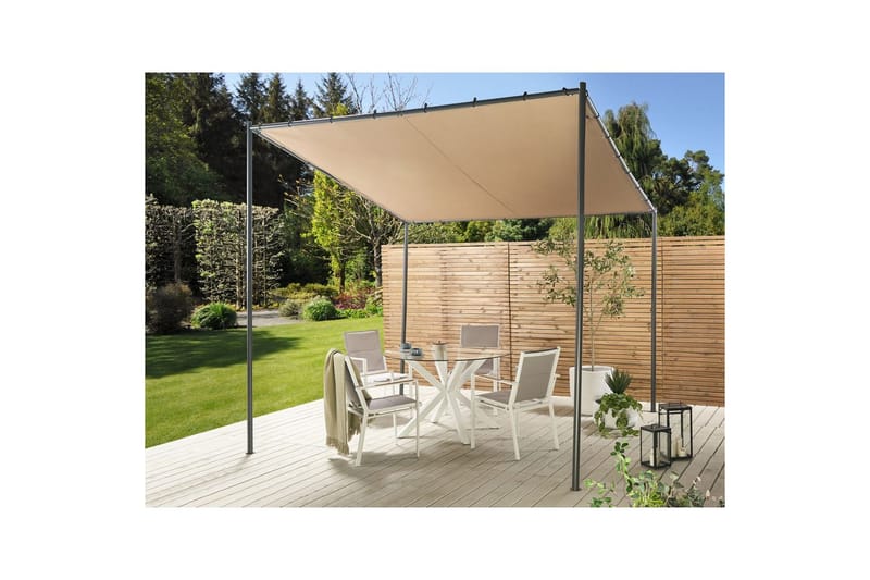 Hagepergola Vimino - Taupe, svart - Hagemøbler & utemiljø - Solbeskyttelse - Paviljong - Komplett paviljong