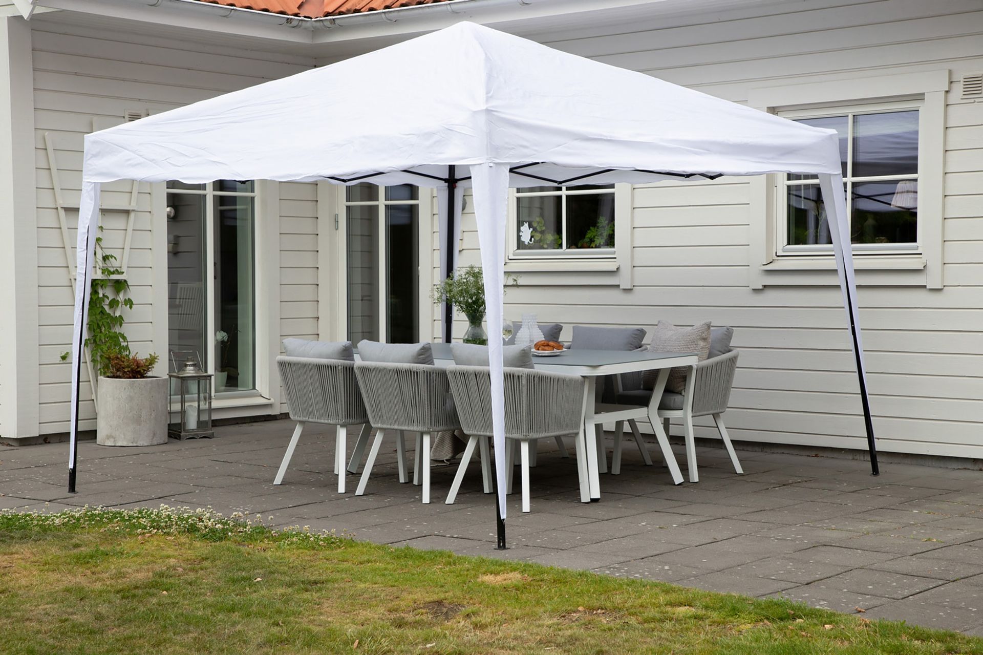 Easy Up Paviljong 295x295 cm - Hvit - Hagemøbler & utemiljø - Solbeskyttelse - Paviljong - Komplett paviljong