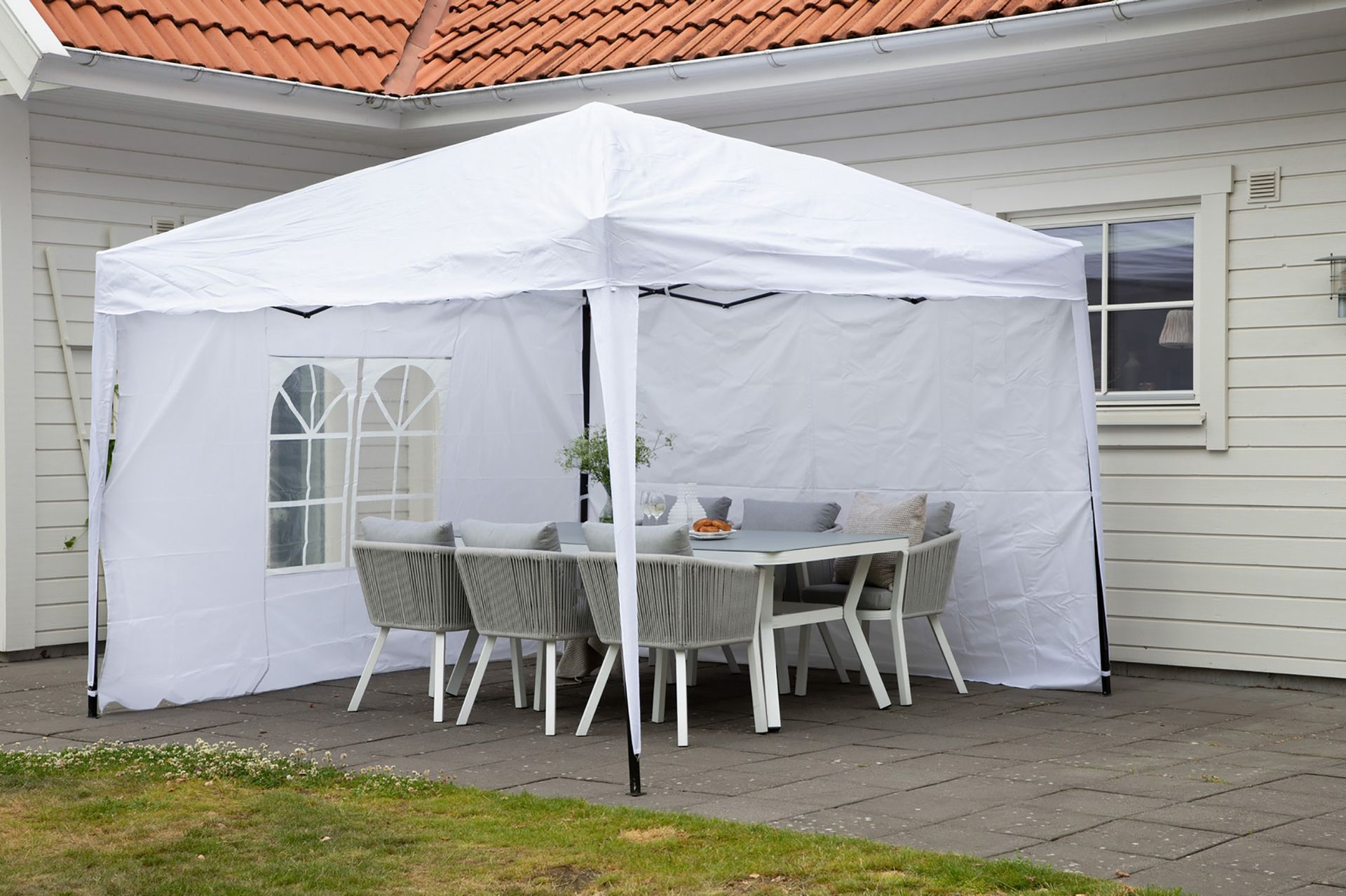 Easy Up Paviljong 295x295 cm - Hvit - Hagemøbler & utemiljø - Solbeskyttelse - Paviljong - Komplett paviljong