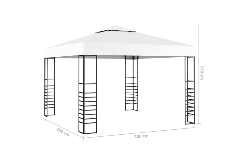 Hagepaviljong med lysslynge 3x3 m hvit - Hvit - Komplett paviljong