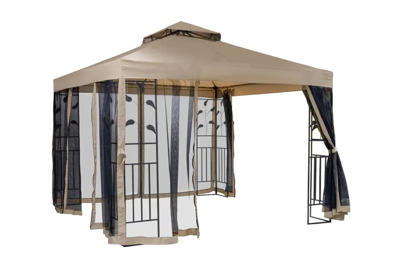 Leafie Paviljong 300x300 cm Stålramme - Brun/Beige - Hagemøbler & utemiljø - Solbeskyttelse - Paviljong - Komplett paviljong